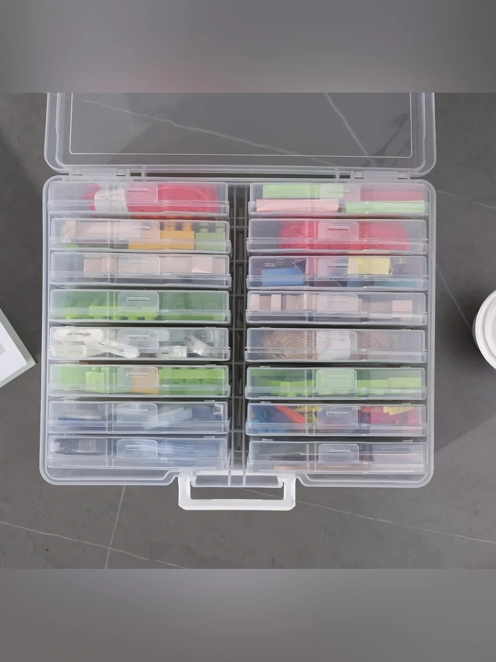 Plastic storage tote with individual containers